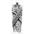 Autocollant de tatouage temporaire grand format bras entier avec motif de tigre et croix. - TQB-311 / 170*480mm