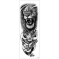 Autocollant de tatouage temporaire imperméable pour bras complet, lion tigre rose noir blanc. - TQB-299 / 170*480mm