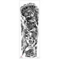 Waterproof temporary tattoo sticker full arm black skull rose clown design cool body art - TQB-330 / 170*480mm