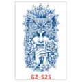 Adesivo per tatuaggio temporaneo impermeabile al succo vegetale con design di gufo e fiori. - GZ-525