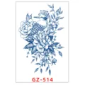 Adesivo per tatuaggio temporaneo impermeabile al succo di erbe con design di uccello e peonia blu. - GZ-514