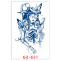 Sticker tatouage temporaire jus de plante, design gothique squelette papillon bleu fantaisie. - GZ-651