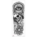 Black waterproof full arm temporary tattoo sticker with cool skull and all-seeing eye design. - TQB-331 / 170*480mm