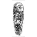 Autocollant de tatouage temporaire étanche bras complet noir et blanc rose montre de poche - TQB-298 / 170*480mm