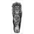 Autocollant de Tatouage de Bras de Famille de Lion Noir Blanc Étanche Tatouage Temporaire - TQB-297 / 170*480mm