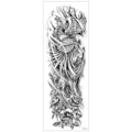 Autocollant de tatouage temporaire noir et blanc bras entier avec design de phénix. - TQB-314 / 170*480mm