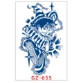 Autocollant de tatouage temporaire imperméable avec design de totem de bouffon bleu. Art corporel. - GZ-655