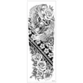 Sticker de tatouage temporaire imperméable pour bras, design tribal sablier rose noir et blanc. - TQB-312 / 170*480mm