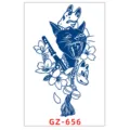 Autocollant de tatouage temporaire imperméable au jus de plantes avec motif de chat samouraï - GZ-656