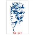 Adesivo per tatuaggio temporaneo impermeabile succo di erbe rosa blu profilo donna GZ-531 - GZ-531