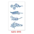 Foglio di adesivi per tatuaggi temporanei con bellissimi motivi floreali blu - GZS-095