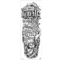 Waterproof full arm temporary tattoo sticker with angel and gothic lettering design. - TQB-340 / 170*480mm