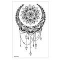 Autocollant de tatouage temporaire totem mandala noir imperméable pour l'art du corps - TBS-8059 / 120x190mm