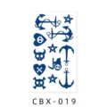 Herbal temporary tattoo sticker blue anchor skull cute waterproof body art design sku - CBX-019