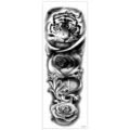 Autocollant de tatouage temporaire imperméable pour bras entier, motif tigre et rose. - TQB-294 / 170*480mm