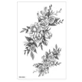 Autocollant de tatouage temporaire de rose noire imperméable, art corporel floral durable. - TBS-8061 / 120x190mm