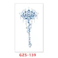 Semi-permanent juice tattoo sticker featuring blue lotus and floral vine design for women. - GZS-139