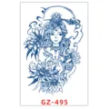 Adesivo per tatuaggio temporaneo al succo di erbe, geisha blu impermeabile e arte del corpo di loto. - GZ-495