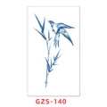 Semi-permanent juice tattoo sticker featuring a traditional bird and bamboo sketch design. - GZS-140