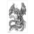 Autocollant de tatouage demi-bras imperméable, motif phénix tribal noir pour adultes. - TBS-8071 / 120x190mm