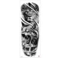 Full arm temporary tattoo sticker waterproof black wolf lion design for men and women body art - TQB-344 / 170*480mm