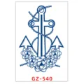 Adesivo per tatuaggio impermeabile semipermanente alle erbe con ancora e rosa. - GZ-540