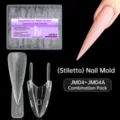 Professional dual nail forms for fast nail extension, 120pcs stiletto sandwich nail mold set. - Stiletto Style 04