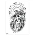 Waterproof temporary tattoo sticker featuring an angelic knight with sword and shield. - TH-574