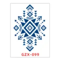 Blue geometric temporary tattoo sticker, waterproof body art herbal design SKU GZX-099. - GZX-99
