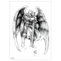 Waterproof temporary tattoo sticker winged knight sword black white body art design decor - TH-575