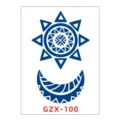 Herbal juice temporary tattoo sticker, blue sun moon totem design, waterproof body art. - GZX-100