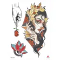 Waterproof temporary tattoo sticker featuring Japanese geisha and rose design, long-lasting. - HB-472