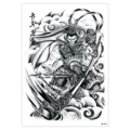 Waterproof temporary tattoo sticker featuring traditional Monkey King Sun Wukong design. - HB-694 / 148*210MM