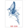 ADESIVO PER TATUAGGIO TEMPORANEO ERBACEO CON DESIGN DI BALENA GEOMETRICA IMPERMEABILE - GZ-226 / 11x18cm
