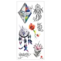 Wasserdichter bunter Tattoo-Aufkleberbogen mit Wal, Traumfänger und Blumenmotiven für Körperkunst. - TL-228 Muster / 90*190mm