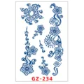 Foglio di tatuaggio temporaneo alle erbe blu con motivi floreali e di viti per il corpo. - GZ-234 / 11x18cm
