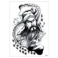 Waterproof temporary tattoo sticker featuring Guan Yu and dragon design for arms. - HB-695 / 148*210MM