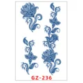Adesivo per tatuaggio a erbe floreali blu impermeabile a lunga durata per arte corporea - GZ-236 / 11x18cm