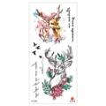 Wasserdichtes temporäres Tattoo-Aufkleber-Set mit Hirsch- und Blumenmotiv für Körperkunst. - TL-230 / 90*190mm