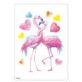 Kids flamingo temporary tattoo sticker, cute watercolor heart design style TH-263 variant. - TH-263 / 148*210MM