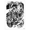 Waterproof full arm temporary tattoo sticker featuring traditional warrior design for body art. - HB-696 / 148*210MM