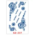 Adesivo per tatuaggio temporaneo a base vegetale design floreale blu impermeabile - GZ-237 / 11x18cm