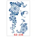 Adesivo per tatuaggio temporaneo con farfalla e fiori blu, succo d'erba impermeabile. - GZ-238 / 11x18cm