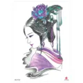 Waterproof traditional Japanese Geisha temporary tattoo sticker with lotus flower - HB-475