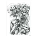 Waterproof temporary tattoo sticker featuring a warrior and dragon design for body art. - HB-700 / 148*210MM