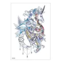 Waterproof temporary tattoo sticker featuring cute unicorn and moon design for kids daily fun. - TH-272 / 148*210MM
