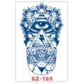 Adesivo tatuaggio temporaneo erbe impermeabile occhio blu geometria teschio braccio corpo arte - GZ-169 / 11x18cm