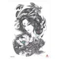 Japanese geisha koi fish temporary tattoo sticker waterproof half arm body art design - HB-477