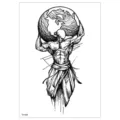 Waterproof temporary tattoo sticker with warrior atlas sketch design for body art decoration. - TH-684