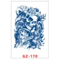 Adesivo per tatuaggio temporaneo alle erbe impermeabile teschio orologio tasca - GZ-170 / 11x18cm
